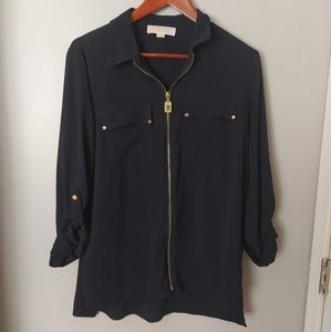 Michael Michael Kors Collared Black Zip Tunic P/L